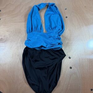 Yves Saint Laurent One Piece Swimsuit Ruched Cross Front Halter16seemeasurements